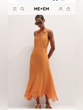 ME+EM Orange Lace-Trim Maxi Midi Dress us 8